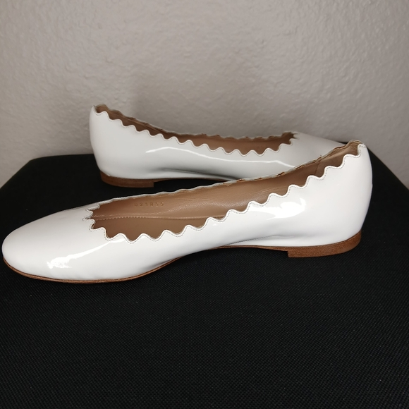 Chloe Lauren Scalloped Ballet Flats white size 5 us almost new cond. no creasing - Picture 2 of 12